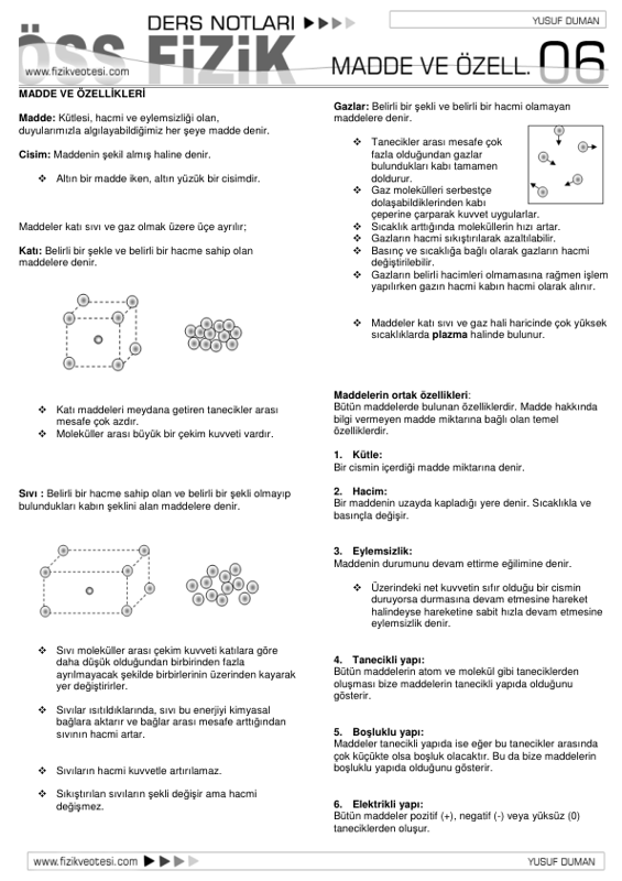 06 Madde Fizik Ders Notları Pdf