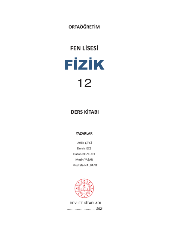 12. Sınıf Fizik Ders Kitabı