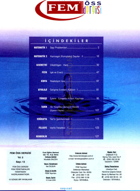 FEM Dergisi 2009 Yılı 13. Sayı