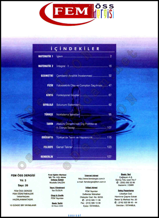 FEM Dergisi 2009 Yılı 26. Sayı