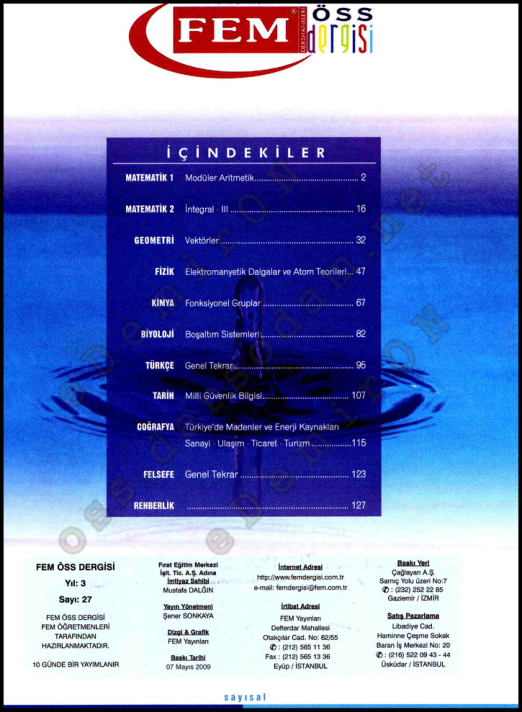 FEM Dergisi 2009 Yılı 27. Sayı