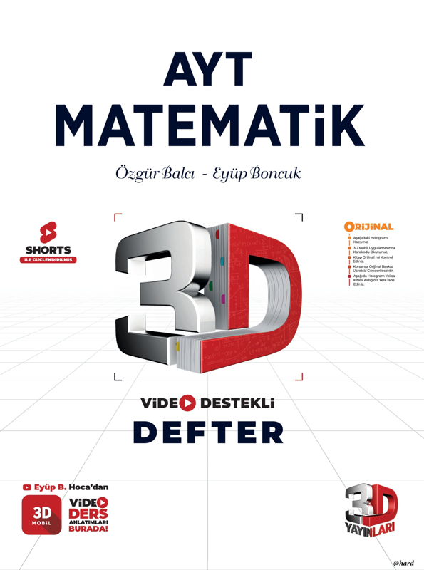 3D Yayınları AYT Matematik Video Destekli Defter 2024