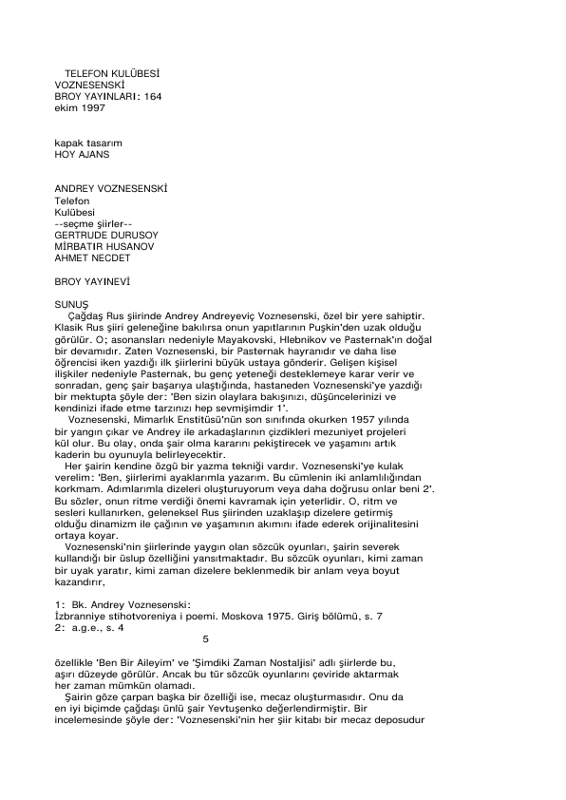 Andrey Voznesenski Telefon Kulübesi