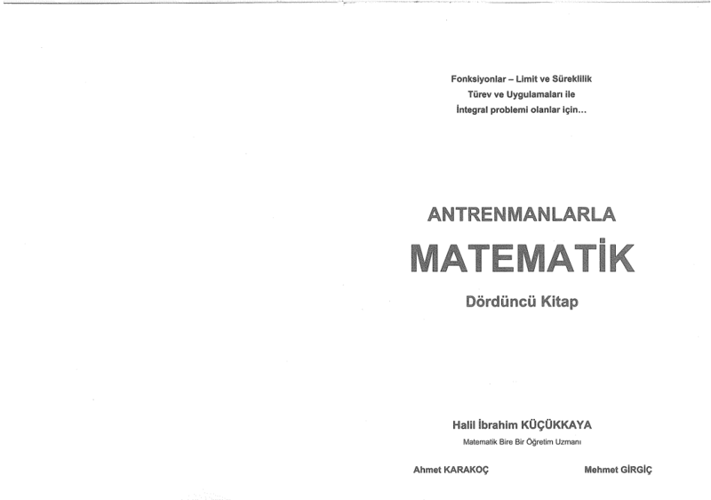 Antrenmanlarla Matematik 4. Kitap