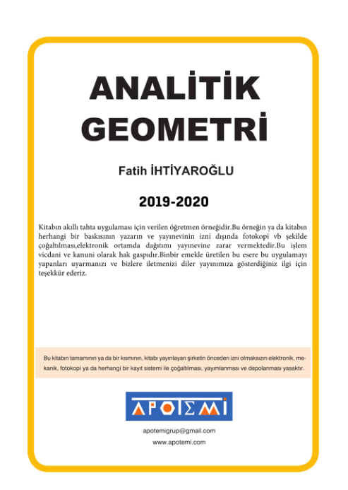 Apotemi Yayınları Analitik Geometri Fasikülü 2020 Öğrenci Evi