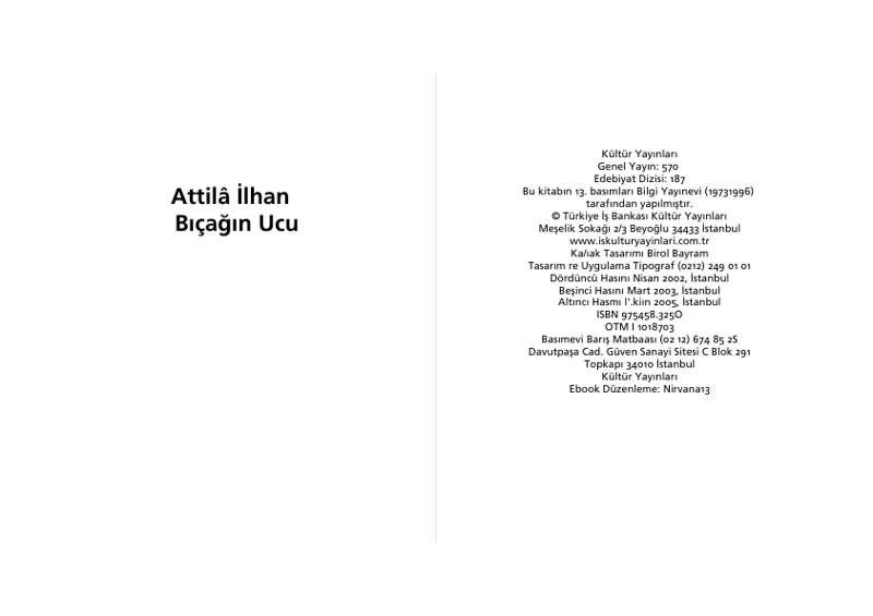 Bıçağın Ucu - Attila İlhan