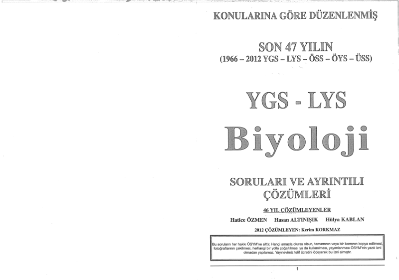 A Yayınları Son 47 Yıl Biyoloji