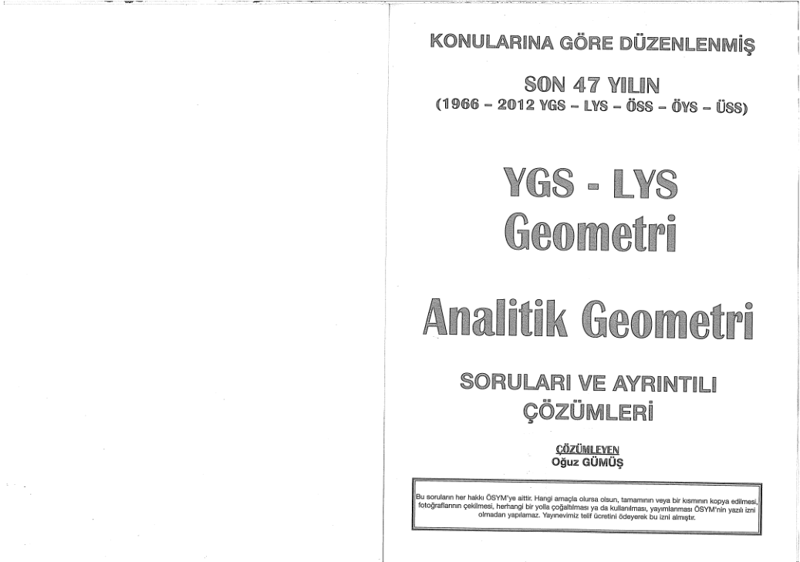 Aydın Yayınları Son 47 Yıl Geometri: Analitik Geometri