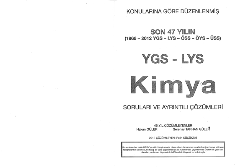 A Yayınları Son 47 Yıl Kimya Soruları ve Çözümleri
