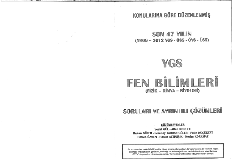 Aydın Yayınları Son 47 Yıl YGS Fen Bilimleri