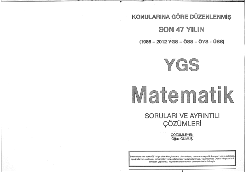A Yayınları Son 47 Yıl YGS Matematik Çıkmış Sorular