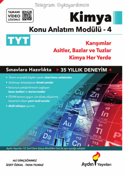Aydın Yayınları TYT Kimya 4. Konu Anlatım Modülü