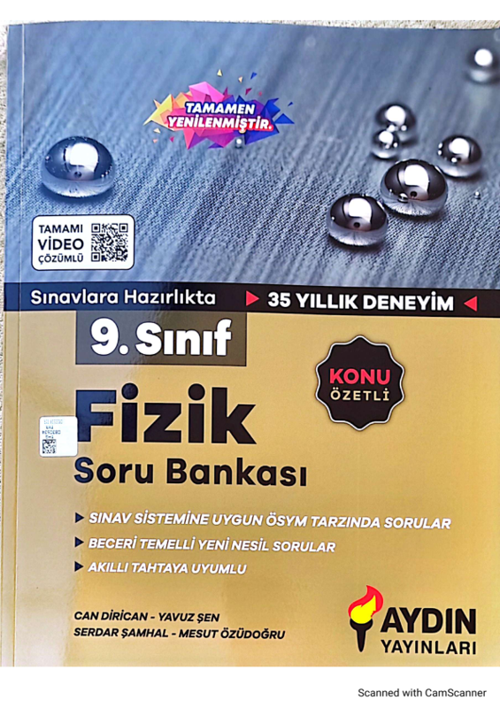 Aydın Yayınları 9. Sınıf Fizik Soru Bankası