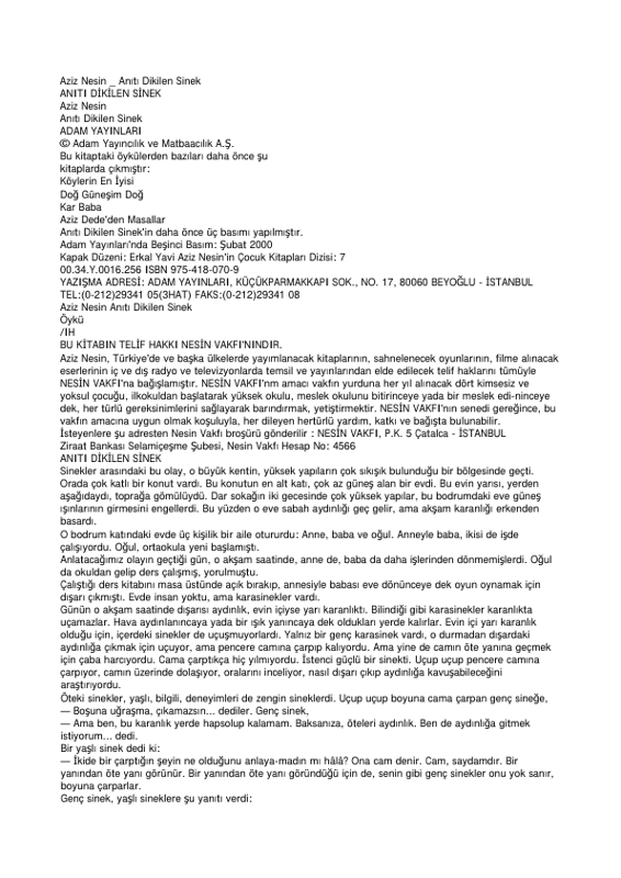 Anıtı Dikilen Sinek