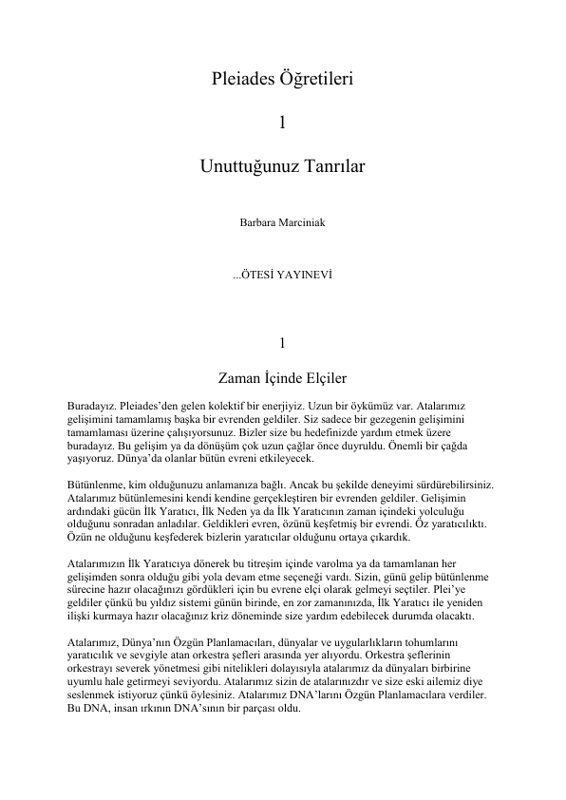 Barbara Marciniak Pleiades Öğretileri 1