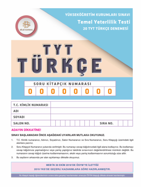 Bilgi Sarmal TYT 20 Türkçe Denemeleri