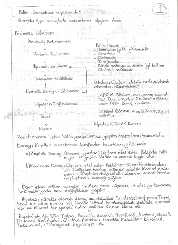 YGS Biyoloji Ders Notları ve Özetleri