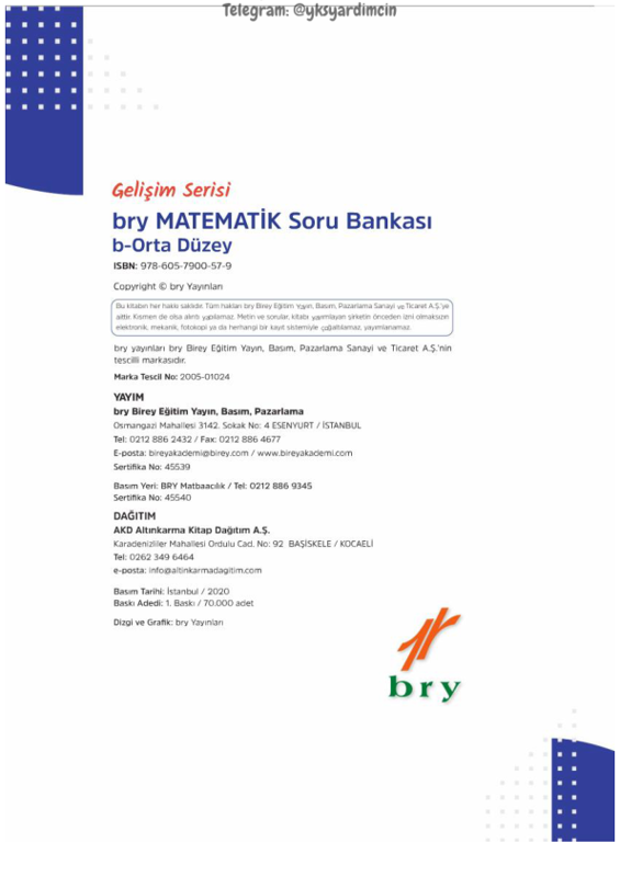 Birey Yayinlari TYT Matematik B Serisi