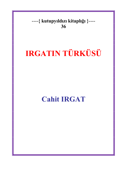 Irgatın Türküsü