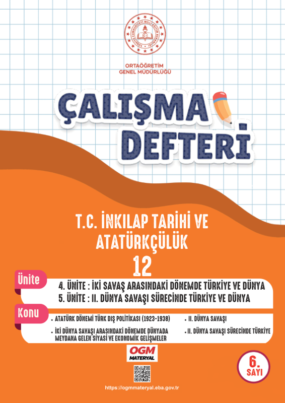 12. Sınıf İnkılap Tarihi Çalışma Defteri: 4-5. Üniteler