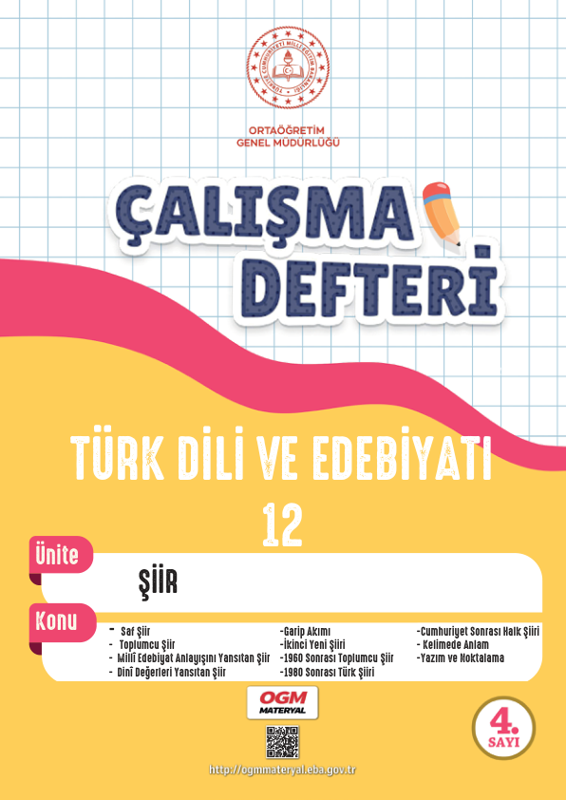 Çalışma Defteri Türk Dili Ve Edebiyatı 12. Sınıf Şiir 2