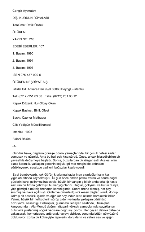 Cengiz Aytmatov Düşü Kırgın Ruhların