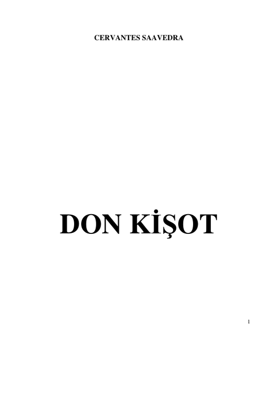 Cervantes Saavedra Don Kişot