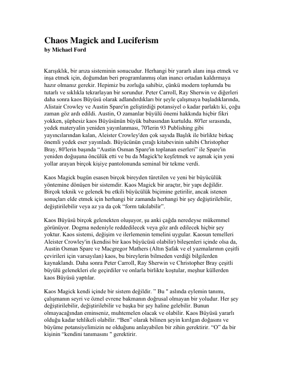 Chaos Magick and Luciferism 2