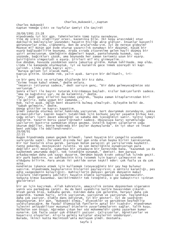 Kaptan - Charles Bukowski