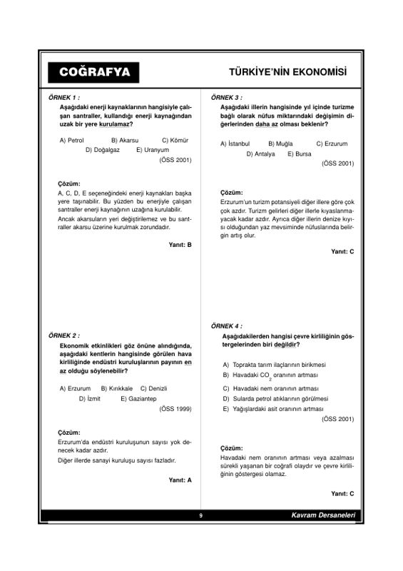 Coğrafya Kavram Dershanesi Çözümlü Test 11: Lise Hazırlık