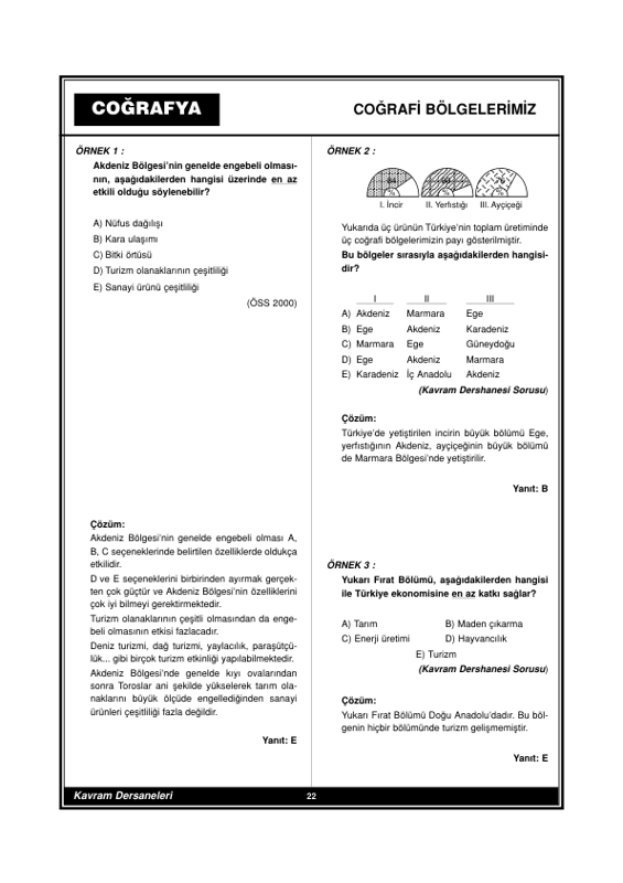 Coğrafya Kavram Dershanesi Çözümlü Test 13: Lise Son Hazırlık