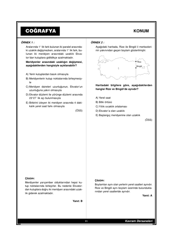 Coğrafya Kavram Dersanesi: Çözümlü Test 3
