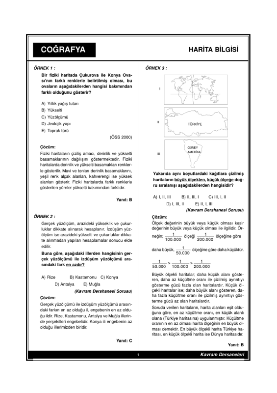 Coğrafya Çözümlü Test - 5
