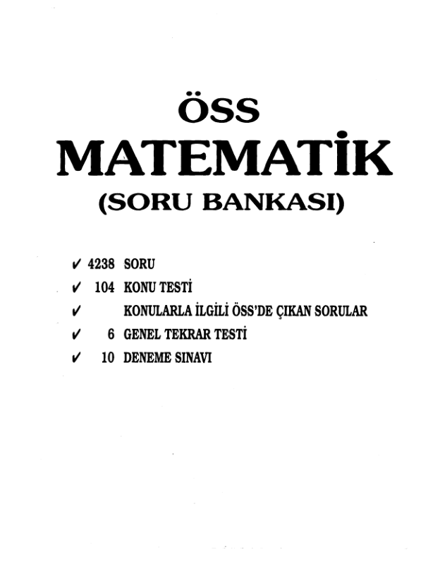 Çukurova ÖSS Matematik Soru Bankası 1-100