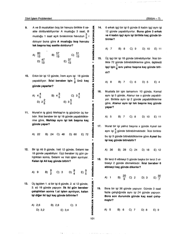 Çukurova Yayınları - OSS Matematik Soru Bankası (101-200): Üniversite Hazırlık
