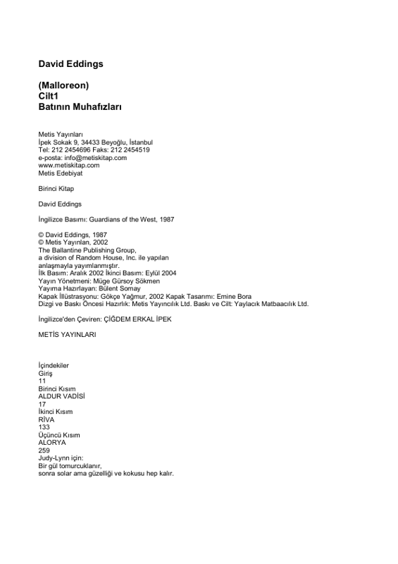 David Eddings - Malloreon Serisi 1: Batının Muhafızları