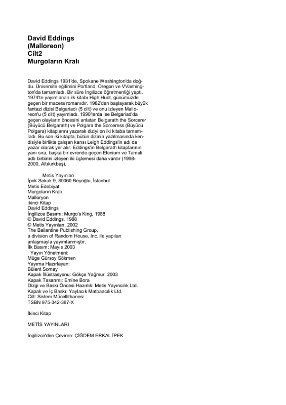 David Eddings - Malloreon Serisi 2: Murgoların Kralı