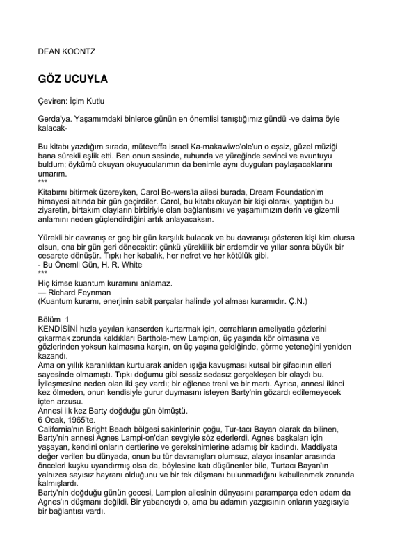 Dean Koontz - Göz Ucuyla