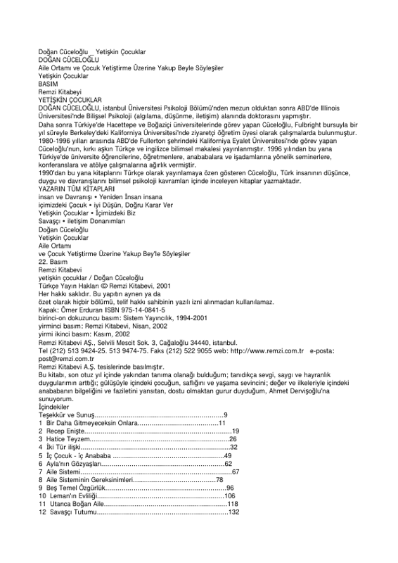 Doğan Cüceloğlu - Yetişkin Çocuklar: Travmaların Gölgesinde