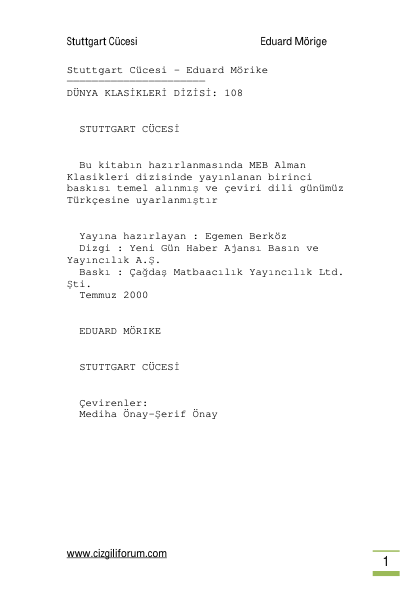 Eduard Morike Stuttgart Çukuru