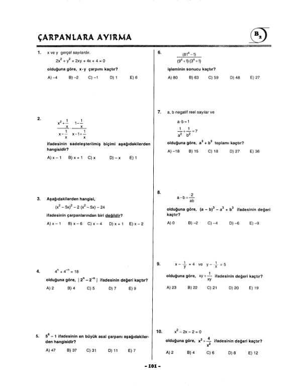 Eksen Yayınları Matematik 101-200