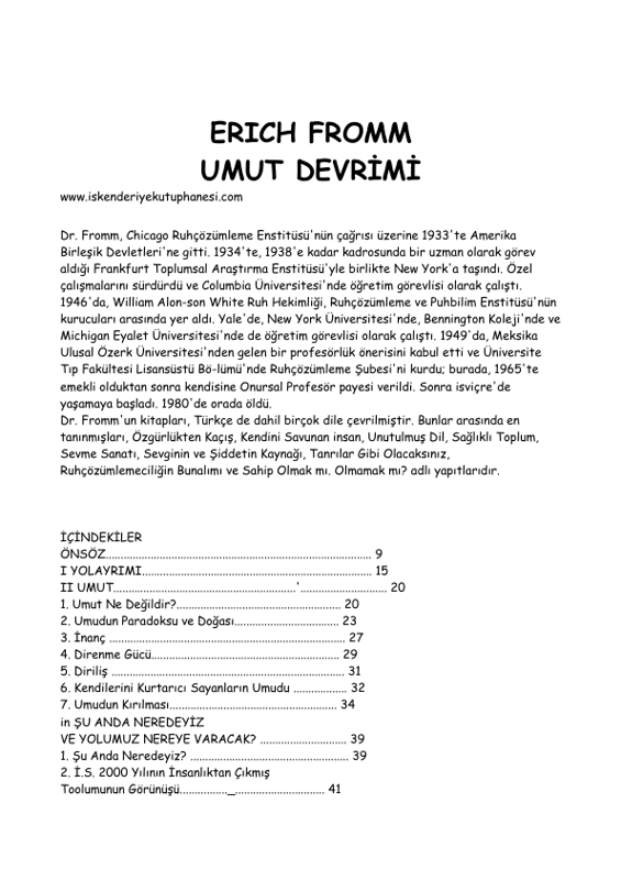 Erich Fromm Umut Devrimi