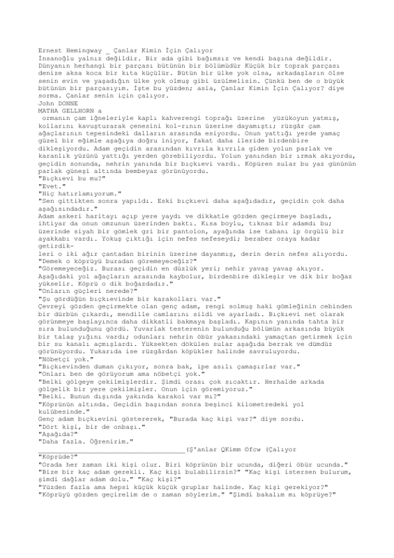 Ernest Hemingway - Çanlar Kimin İçin Çalıyor