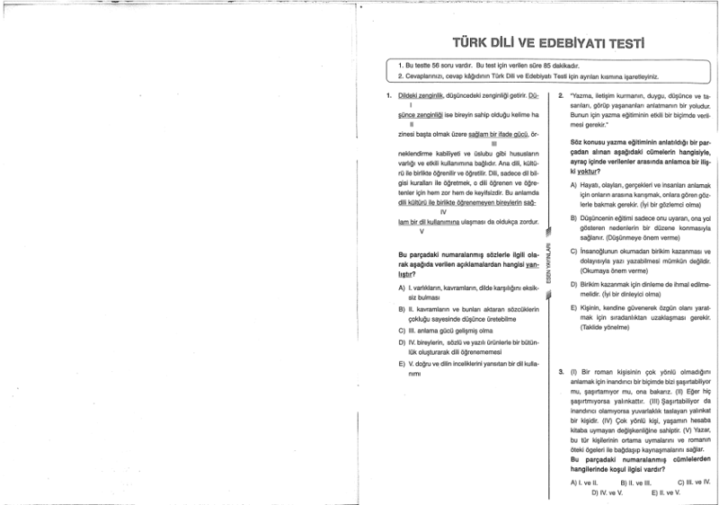 Esen LYS 310 Çözümlü Deneme Sınavı