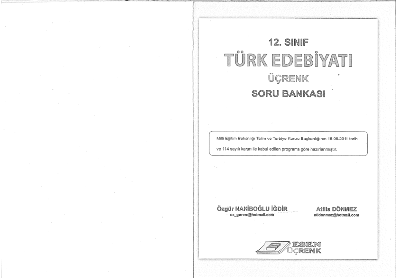 Esen Üçgen 12. Sınıf Edebiyat Soru Bankası