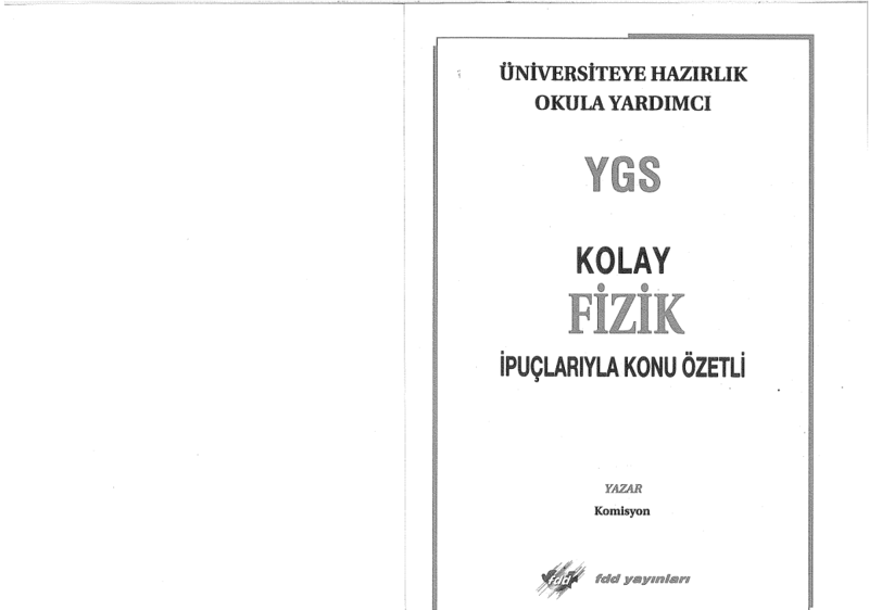 FDD Yayınları YGS Kolay Fizik Soru Bankası B Serisi