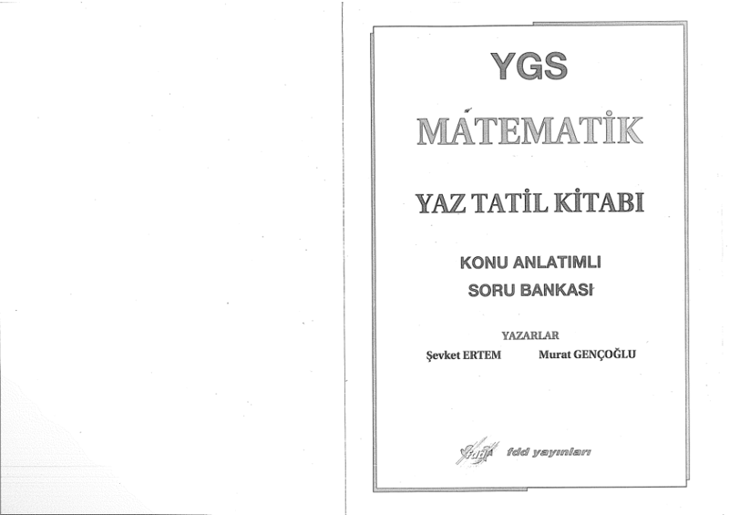 FDD YGS Matematik Yaz Tatil Kitabı