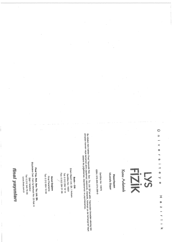 Final Yayınları LYS Fizik Soru Bankası Seri A