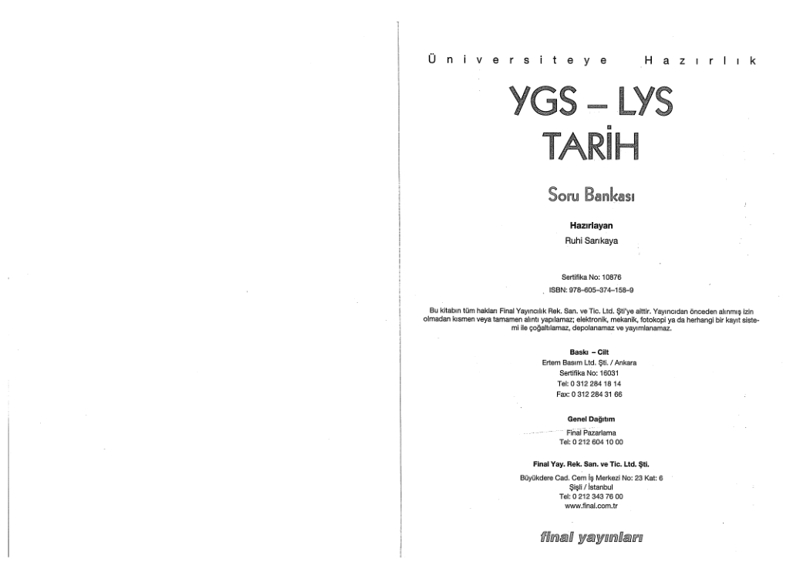 Final YGS LYS Tarih S.B
