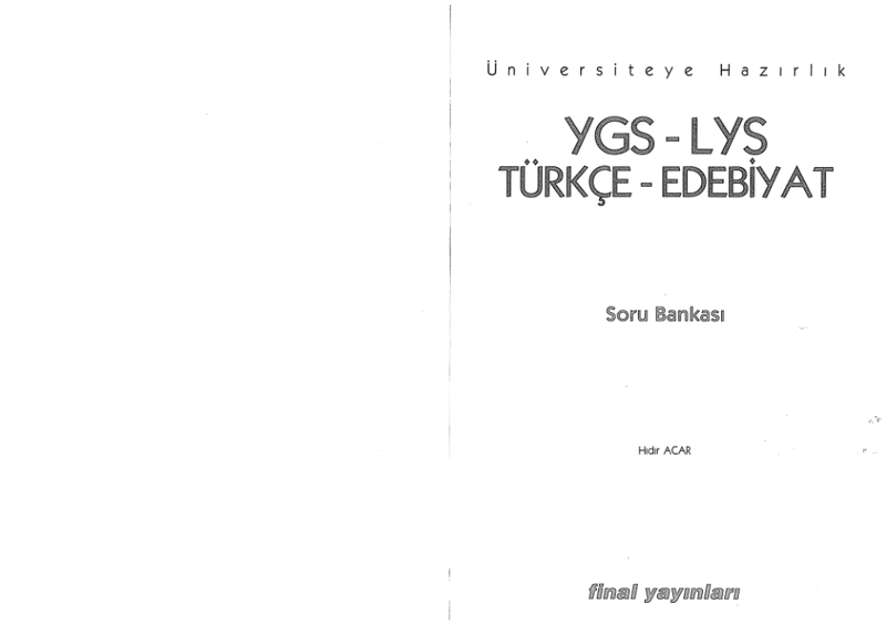 Final YGS LYS Türkçe Edebiyat Soru Bankası
